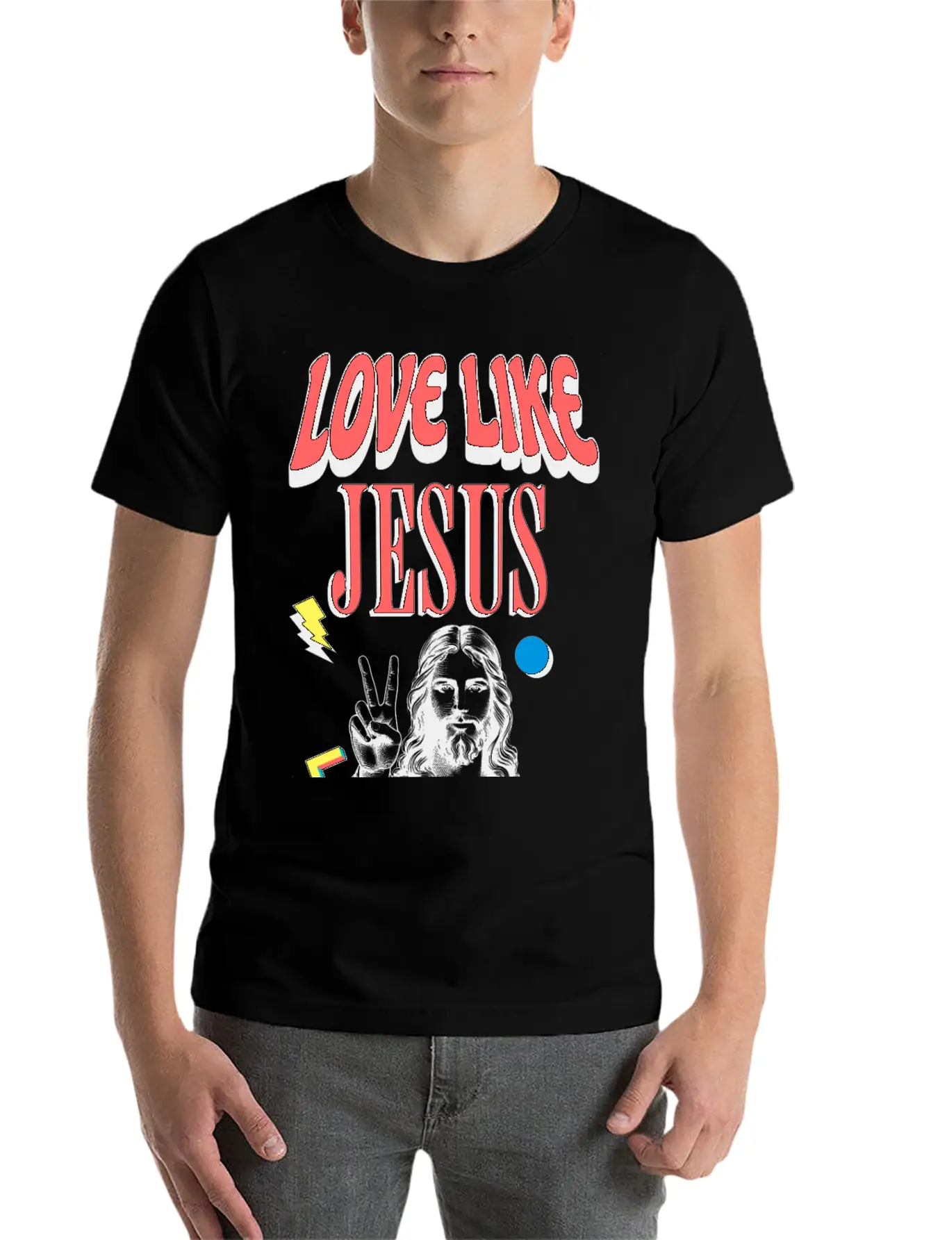 Love Like Jesus Modern Jesus Face Classic Cotton Tee – Unisex Comfort For Any Season