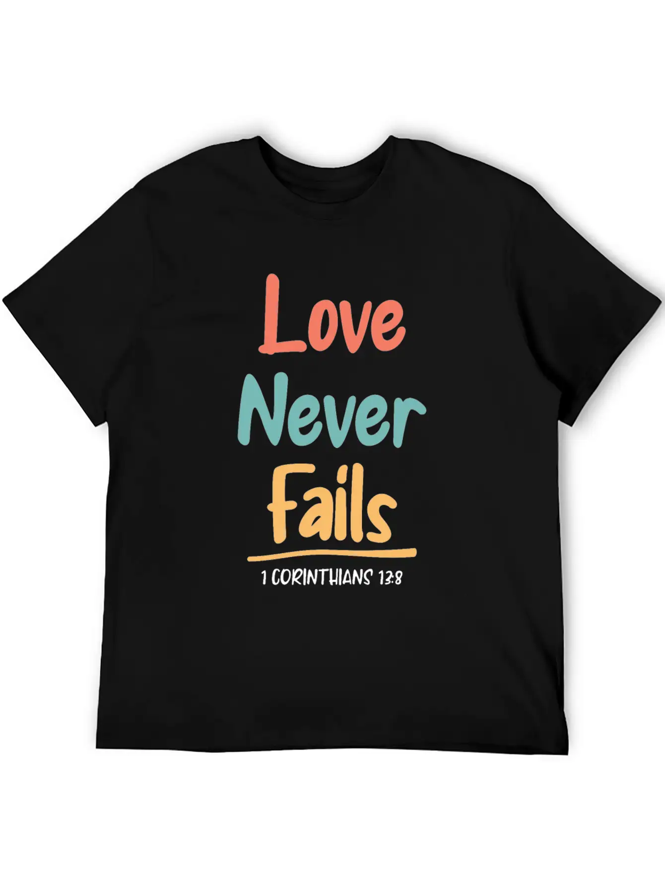 Love Never Fails Bible Verse Bible Study Stylish Everyday T-Shirt – Unisex Basic Cotton Tee