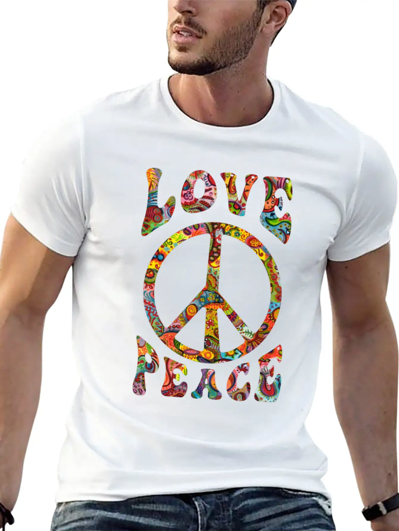 Love Peace Sign Hippie Classic Cotton Tee – Unisex Comfort For Any Season
