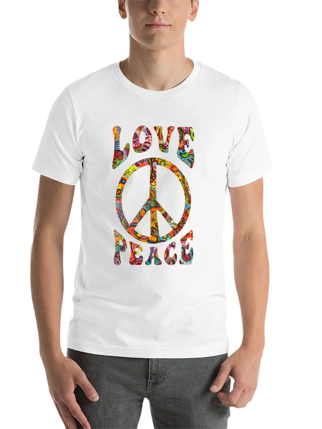 Love Peace Sign Hippie Classic Cotton Tee – Unisex Comfort For Any Season