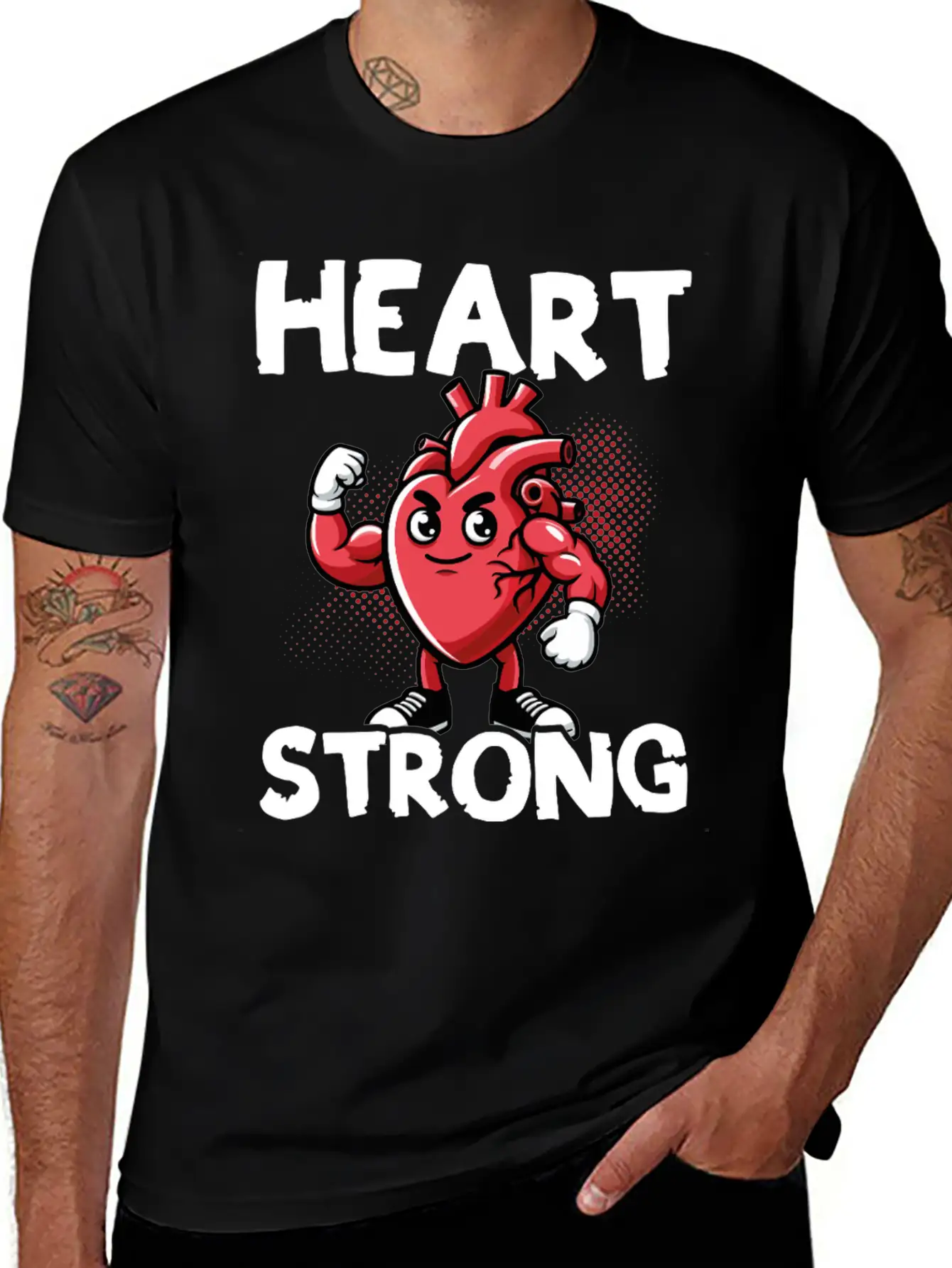Love Your Heart Red Ribbon Awareness Breathable Graphic T-Shirt – Perfect For Casual Days