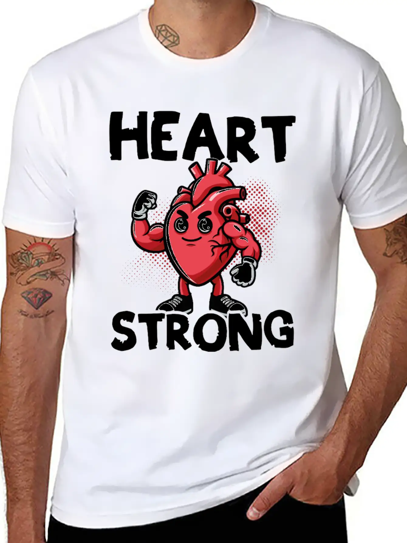 Love Your Heart Red Ribbon Awareness Breathable Graphic T-Shirt – Perfect For Casual Days