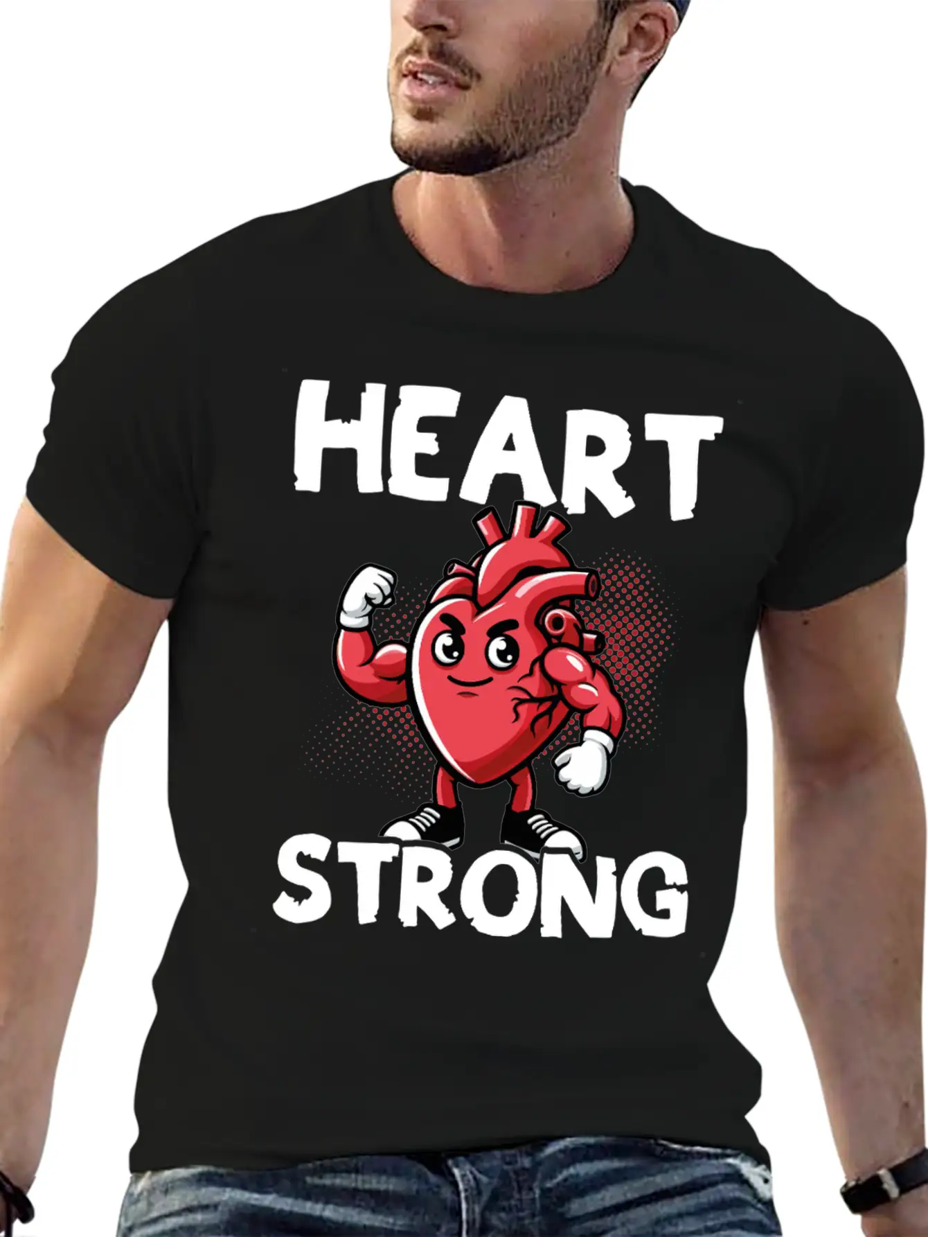 Love Your Heart Red Ribbon Awareness Breathable Graphic T-Shirt – Perfect For Casual Days
