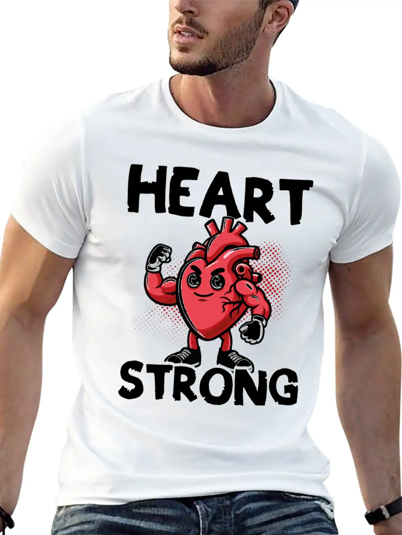 Love Your Heart Red Ribbon Awareness Breathable Graphic T-Shirt – Perfect For Casual Days