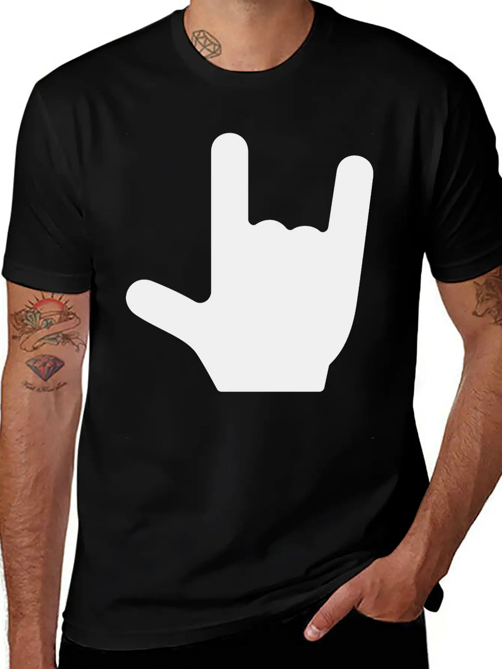 Love/Rock On Sign Language Essential Cotton Tee For Daily Outfits – Unisex Style