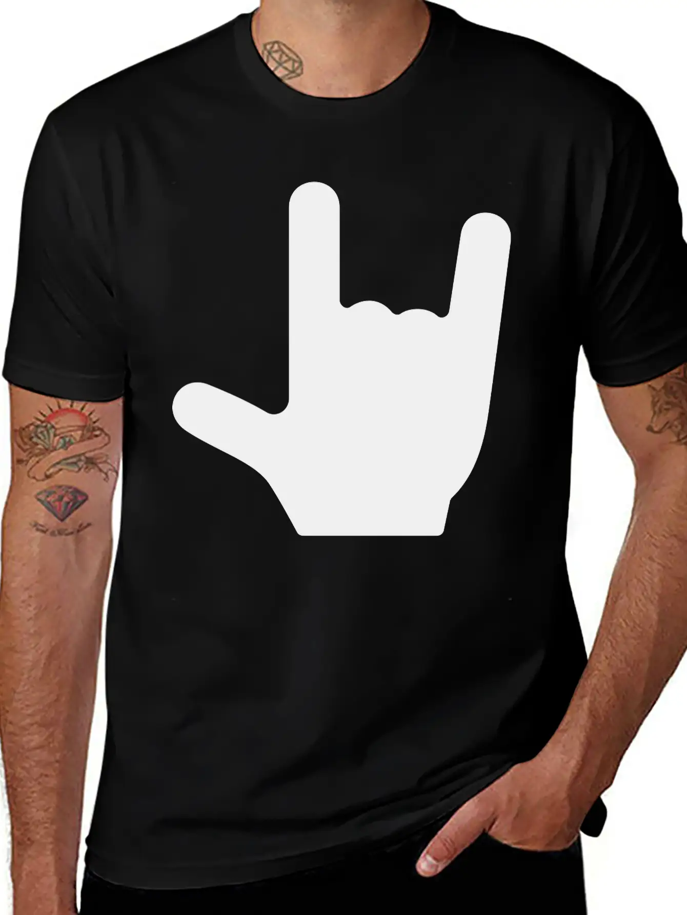 Love/Rock On Sign Language Essential Cotton Tee For Daily Outfits – Unisex Style