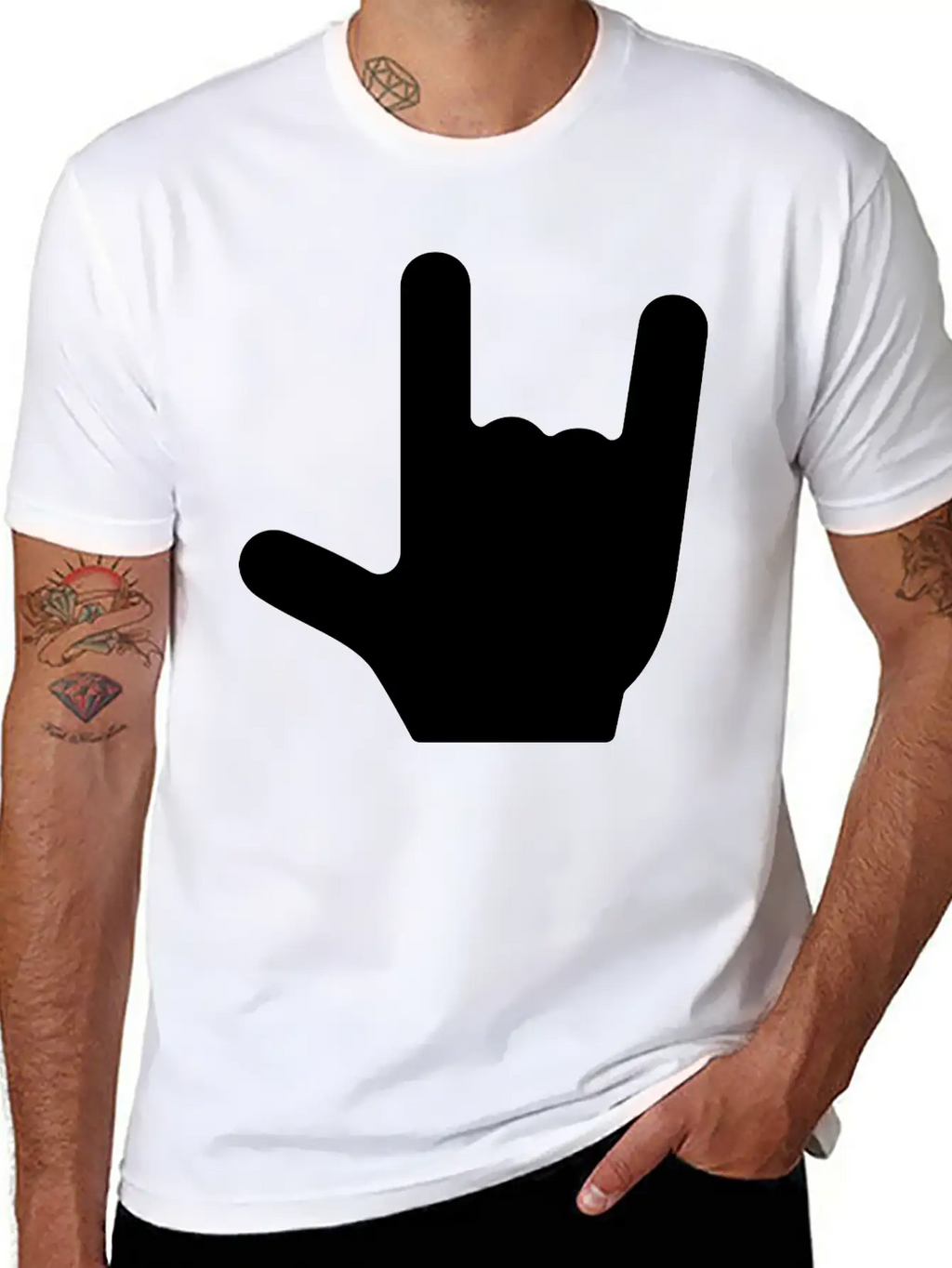 Love/Rock On Sign Language Essential Cotton Tee For Daily Outfits – Unisex Style