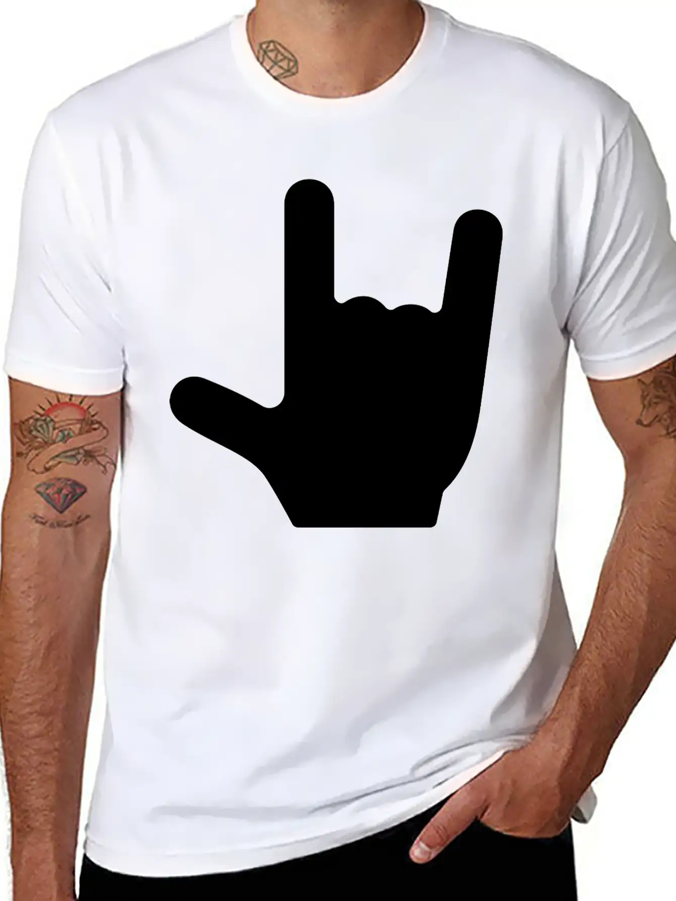 Love/Rock On Sign Language Essential Cotton Tee For Daily Outfits – Unisex Style