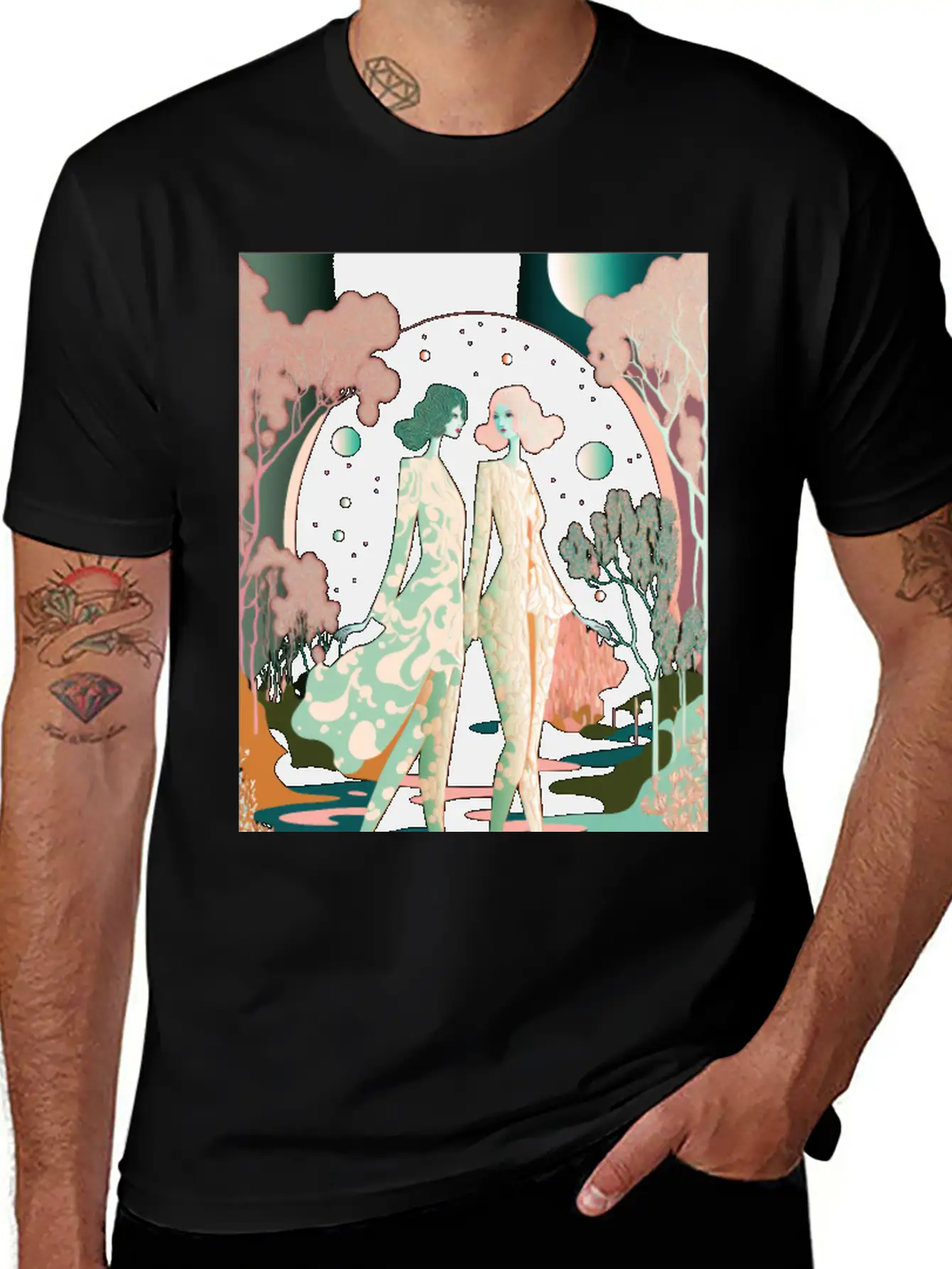 Lovers In The Woods - Two Women In The Forest Stylish Everyday T-Shirt – Unisex Basic Cotton Tee