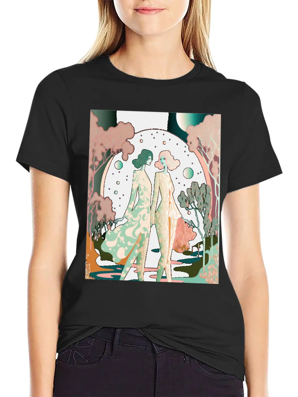 Lovers In The Woods - Two Women In The Forest Stylish Everyday T-Shirt – Unisex Basic Cotton Tee