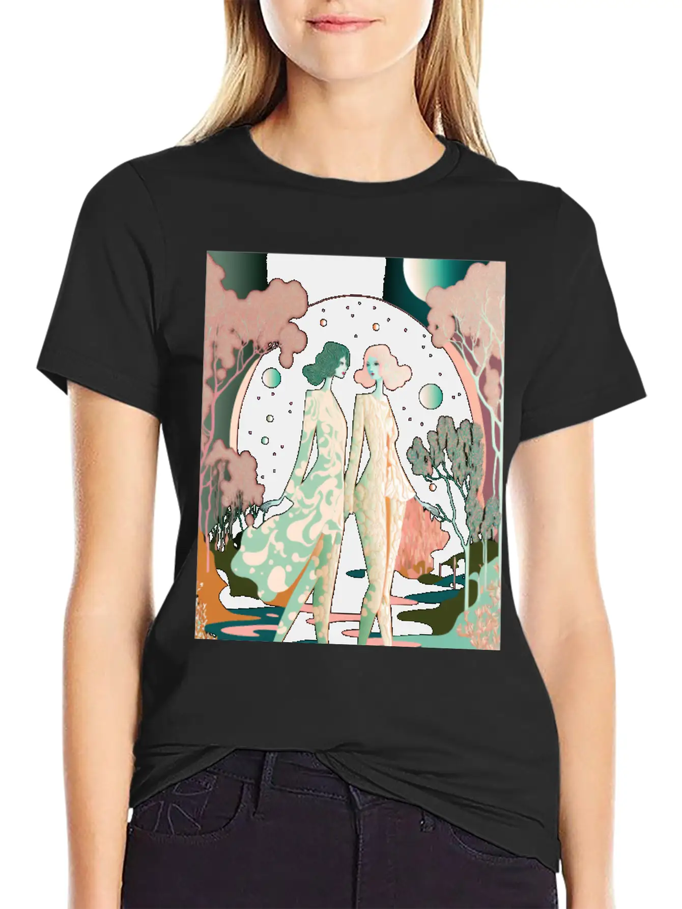 Lovers In The Woods - Two Women In The Forest Stylish Everyday T-Shirt – Unisex Basic Cotton Tee