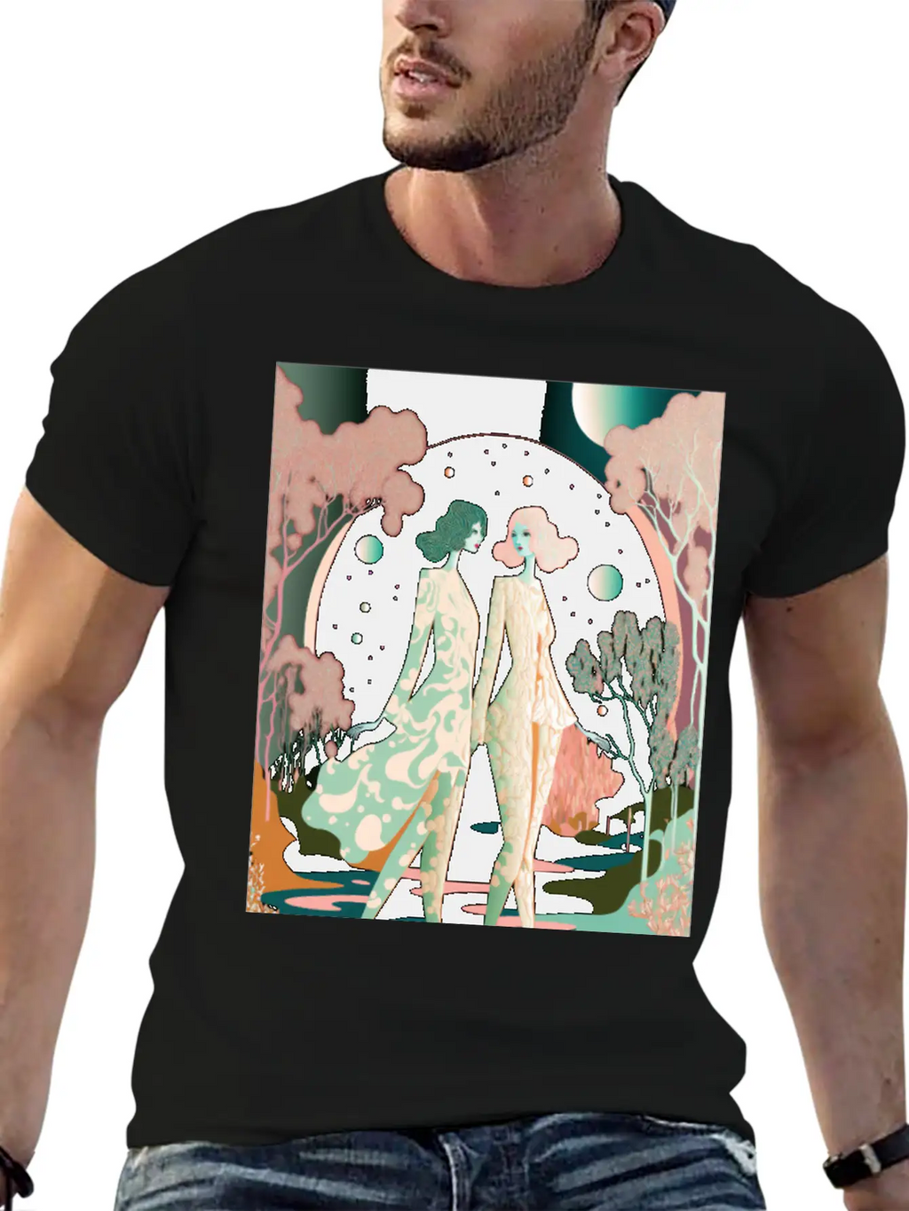 Lovers In The Woods - Two Women In The Forest Stylish Everyday T-Shirt – Unisex Basic Cotton Tee