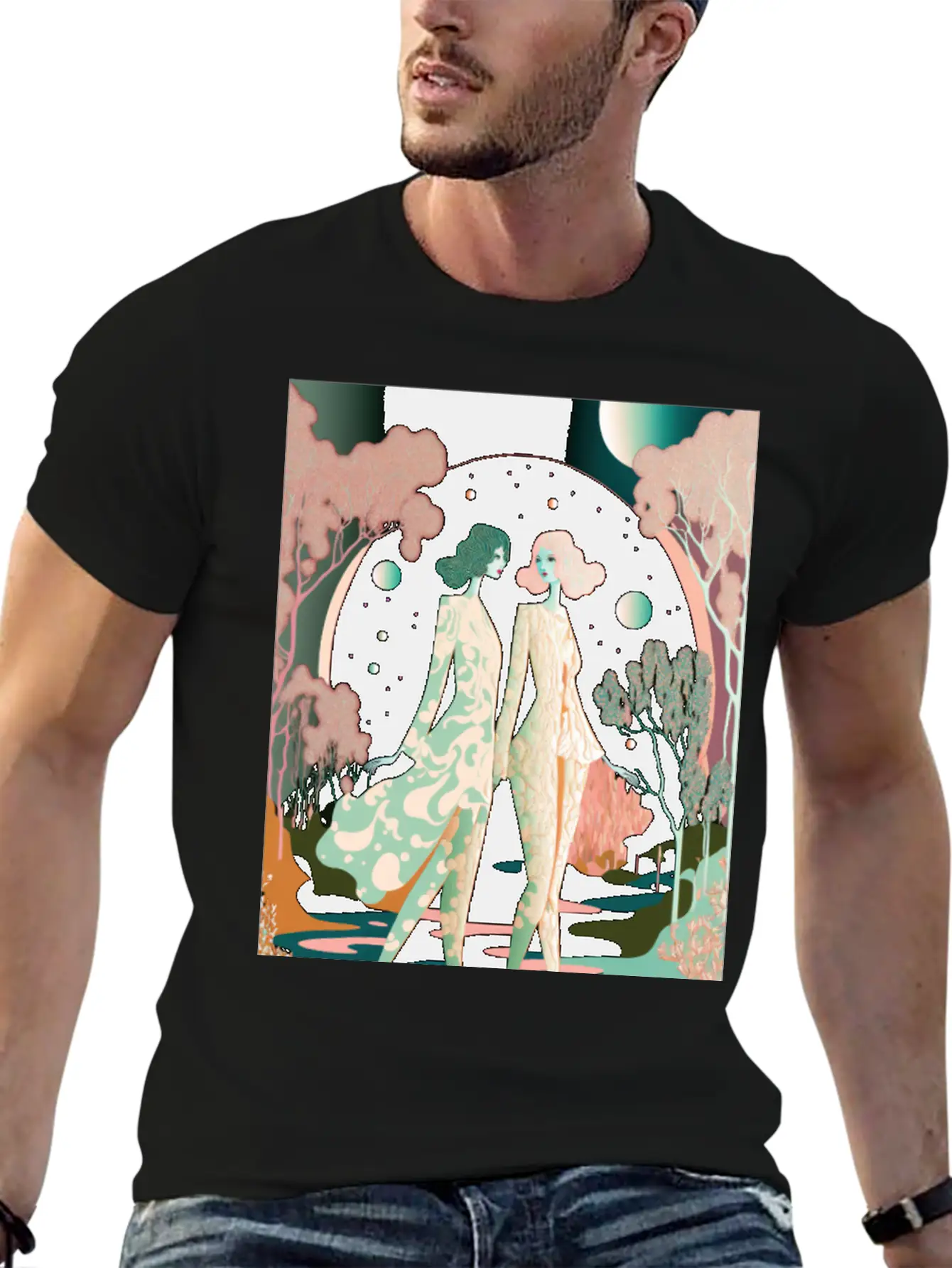 Lovers In The Woods - Two Women In The Forest Stylish Everyday T-Shirt – Unisex Basic Cotton Tee