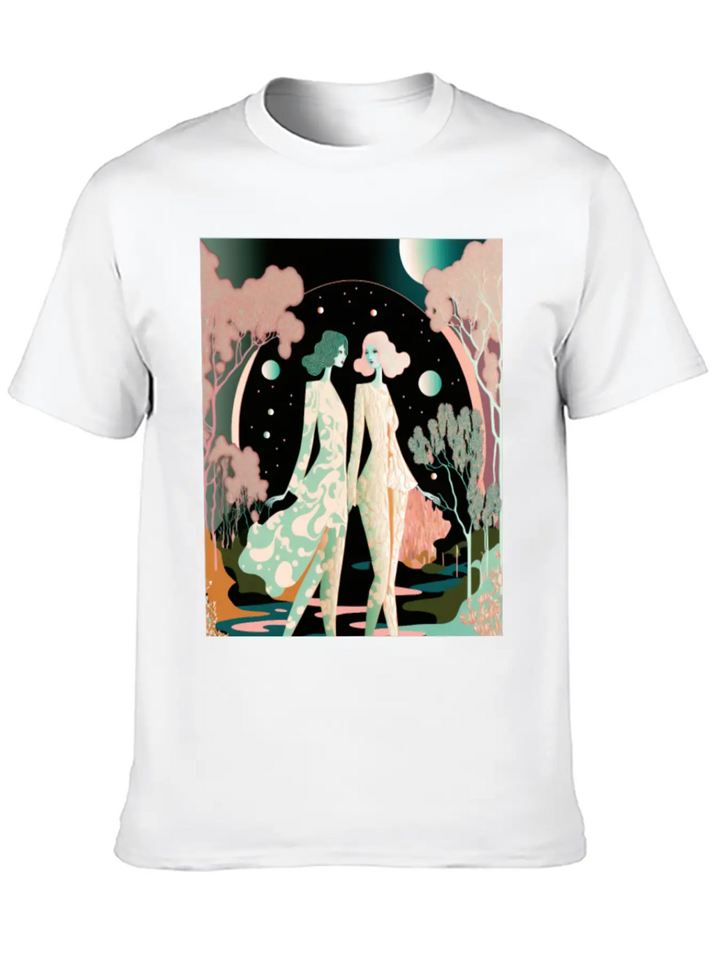 Lovers In The Woods - Two Women In The Forest Stylish Everyday T-Shirt – Unisex Basic Cotton Tee