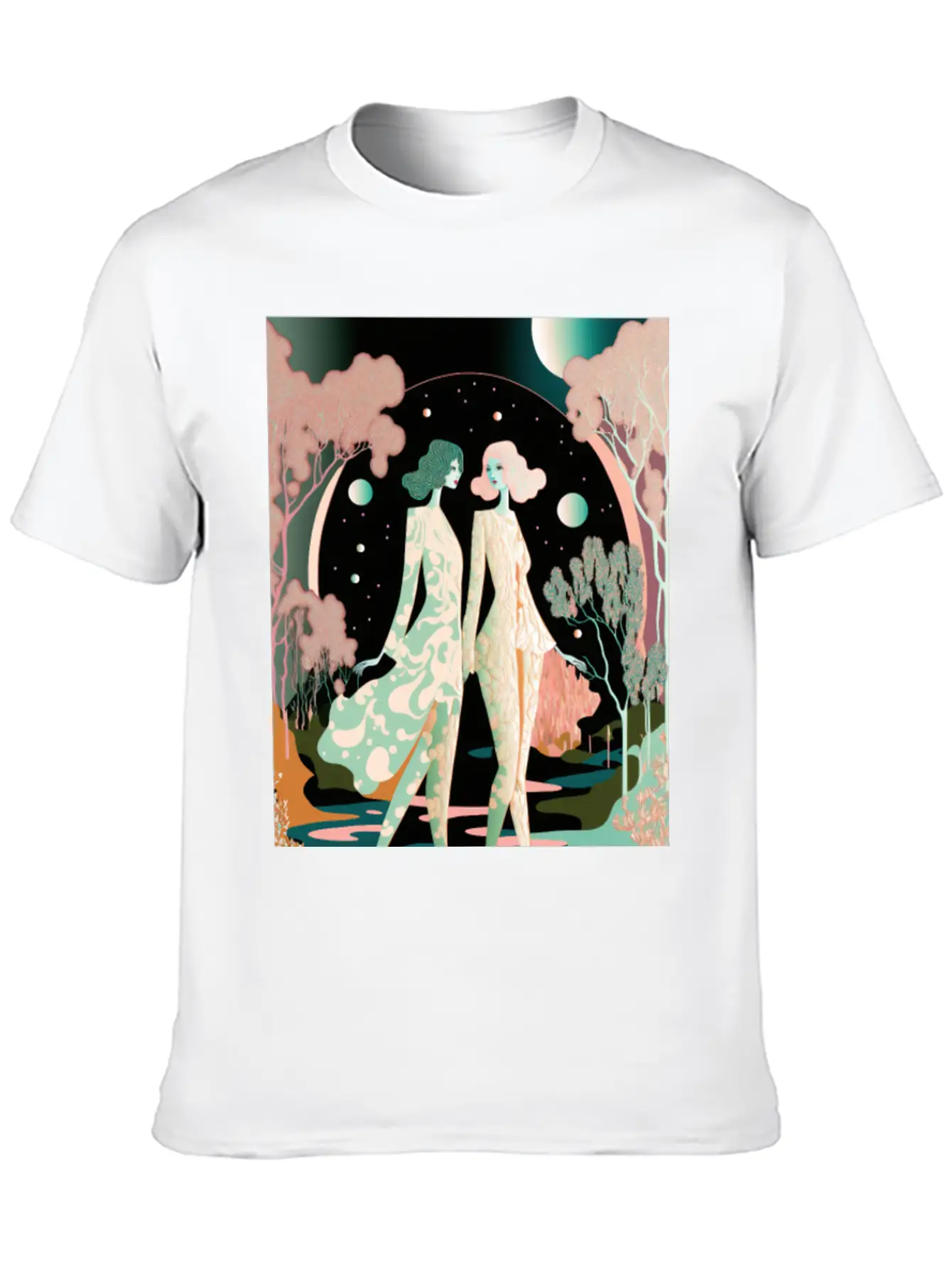 Lovers In The Woods - Two Women In The Forest Stylish Everyday T-Shirt – Unisex Basic Cotton Tee