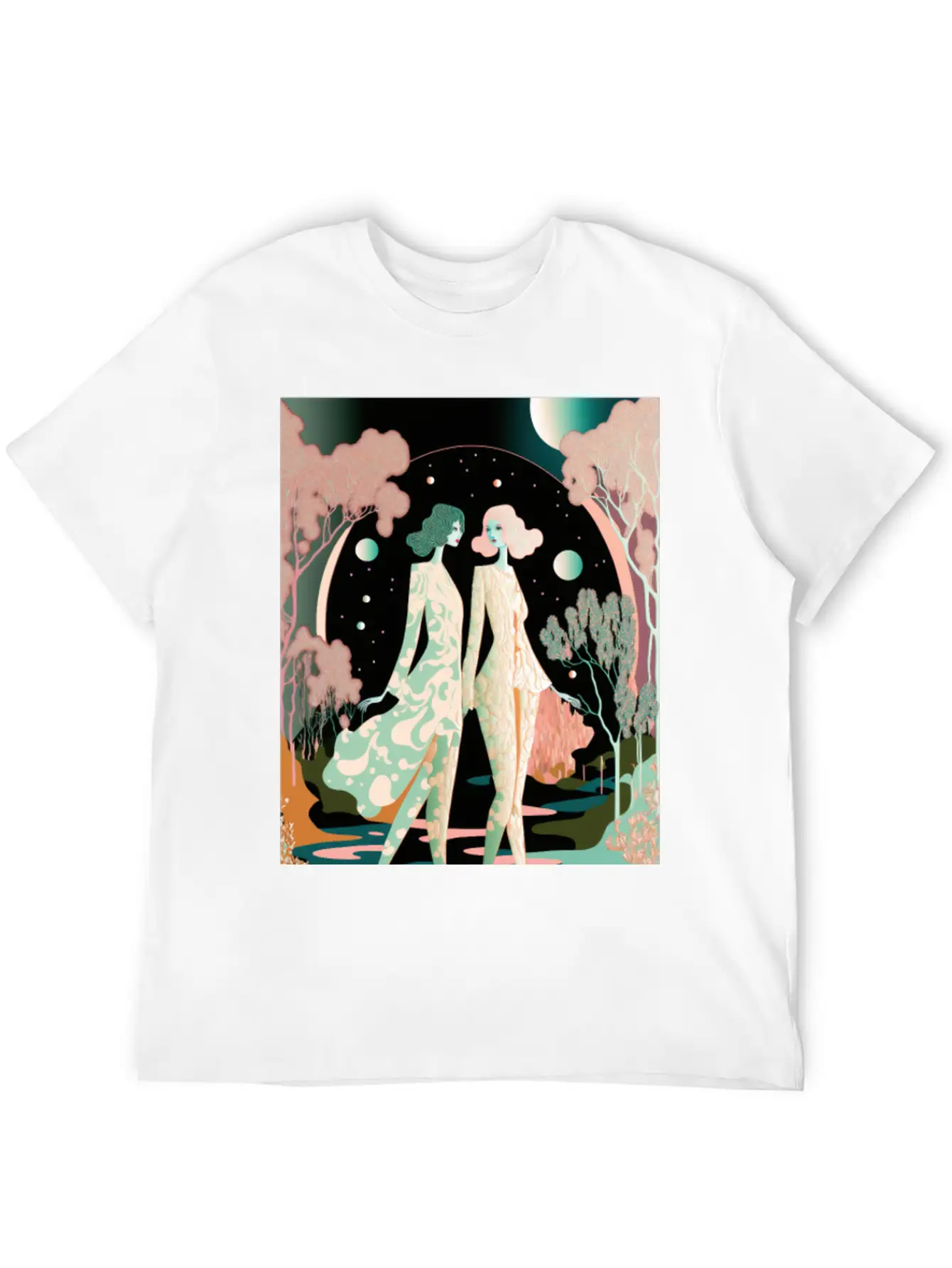 Lovers In The Woods - Two Women In The Forest Stylish Everyday T-Shirt – Unisex Basic Cotton Tee