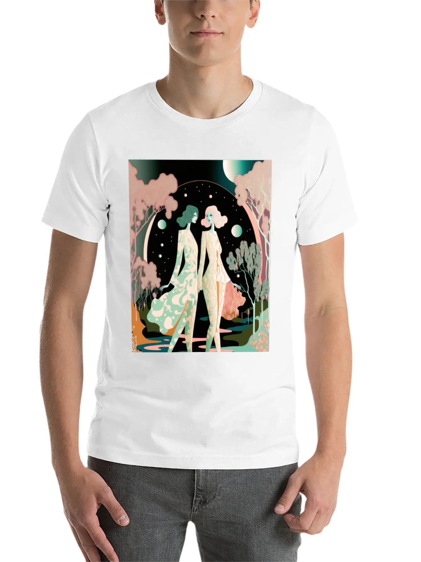 Lovers In The Woods - Two Women In The Forest Stylish Everyday T-Shirt – Unisex Basic Cotton Tee