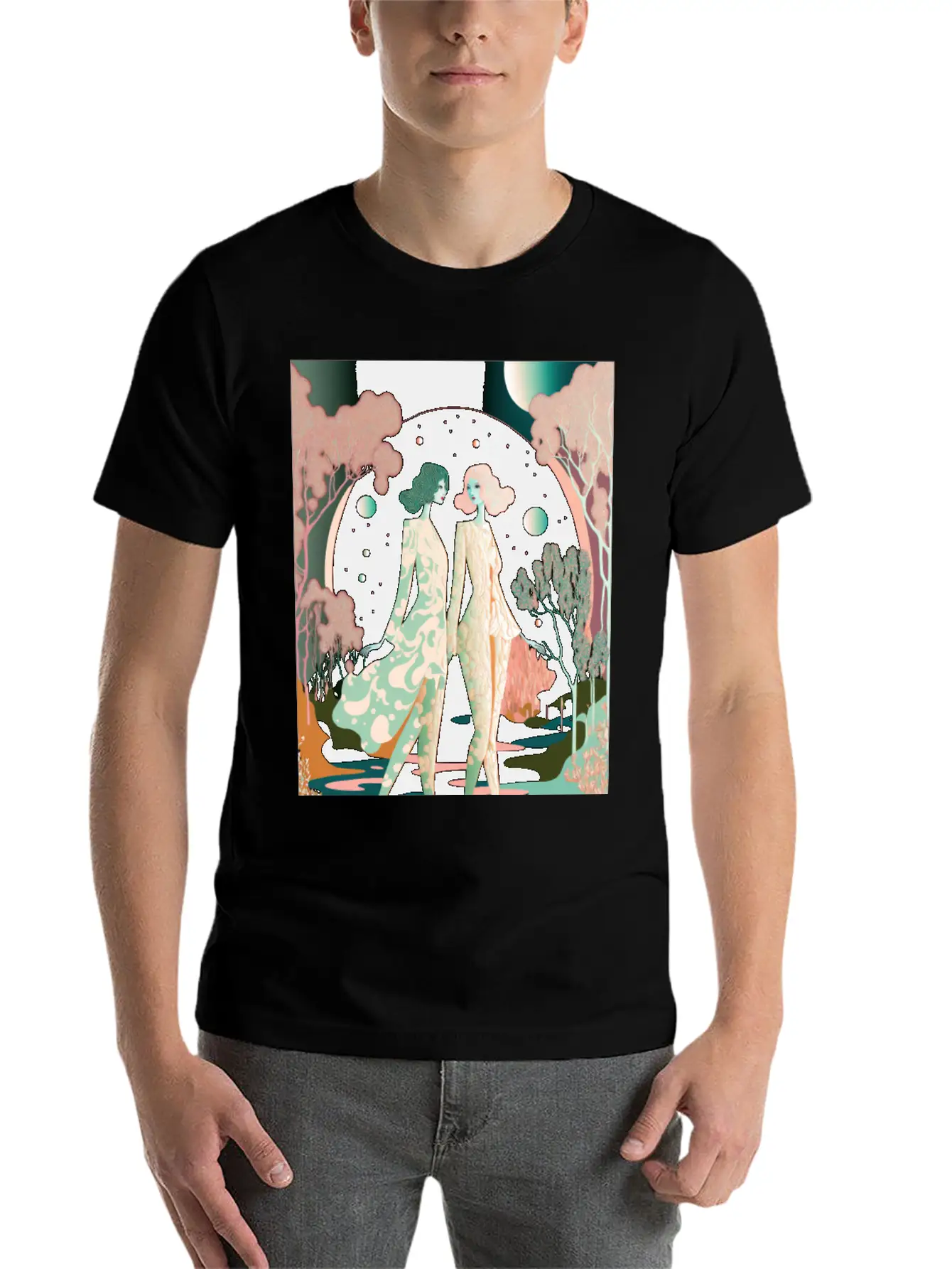 Lovers In The Woods - Two Women In The Forest Stylish Everyday T-Shirt – Unisex Basic Cotton Tee