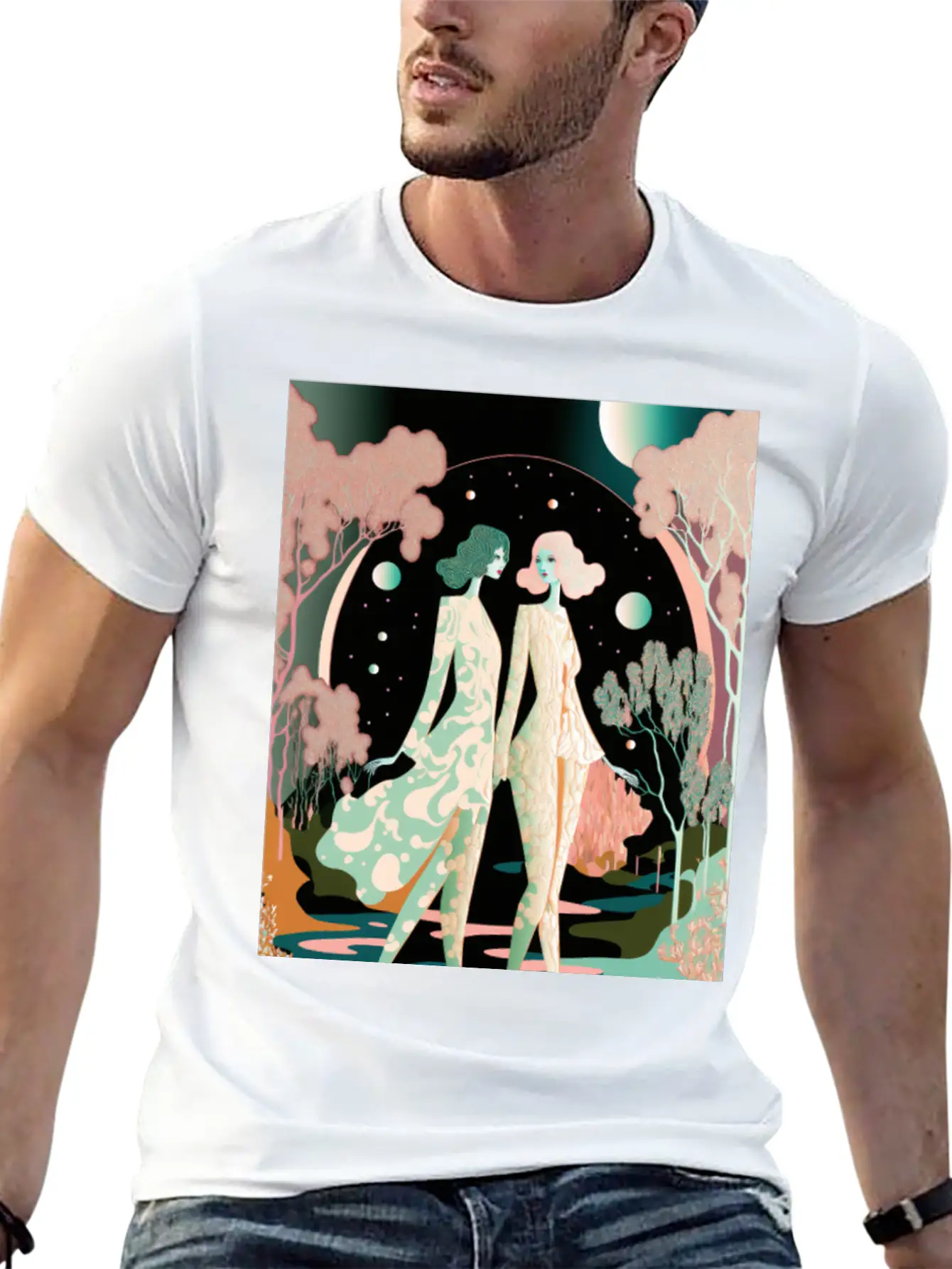 Lovers In The Woods - Two Women In The Forest Stylish Everyday T-Shirt – Unisex Basic Cotton Tee