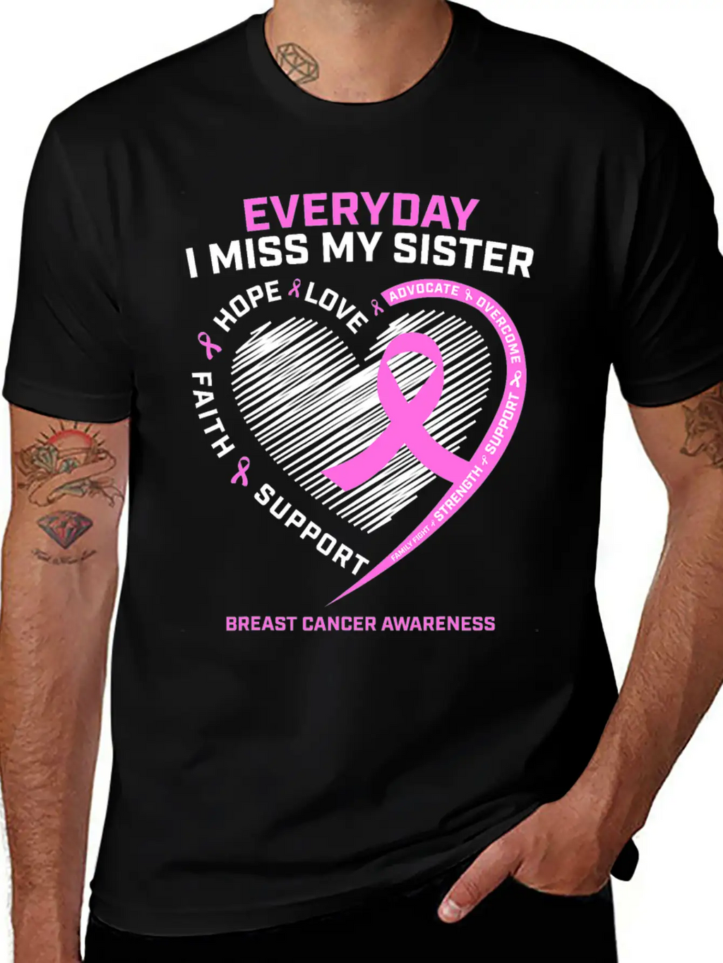 Loving Memory Tee Sister Breast Cancer Awareness Relaxed Everyday Tee – Lightweight And Durable Cotton