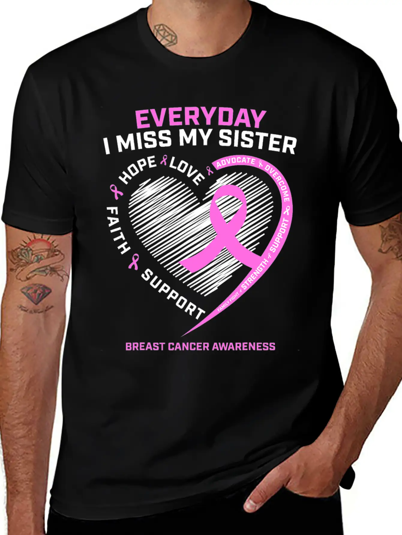 Loving Memory Tee Sister Breast Cancer Awareness Relaxed Everyday Tee – Lightweight And Durable Cotton
