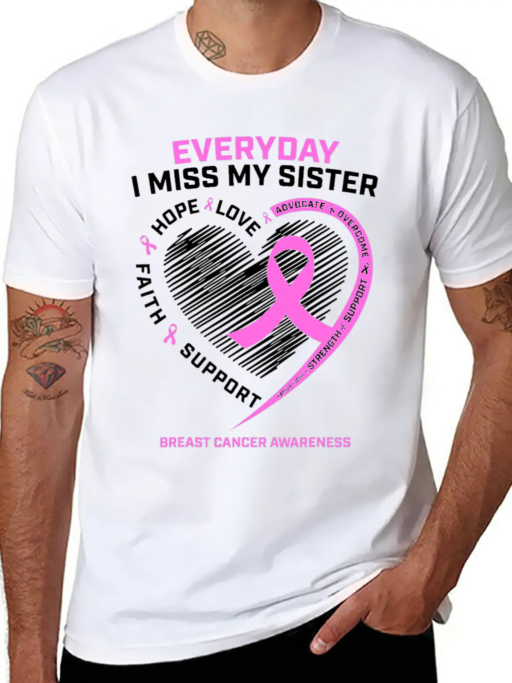 Loving Memory Tee Sister Breast Cancer Awareness Relaxed Everyday Tee – Lightweight And Durable Cotton