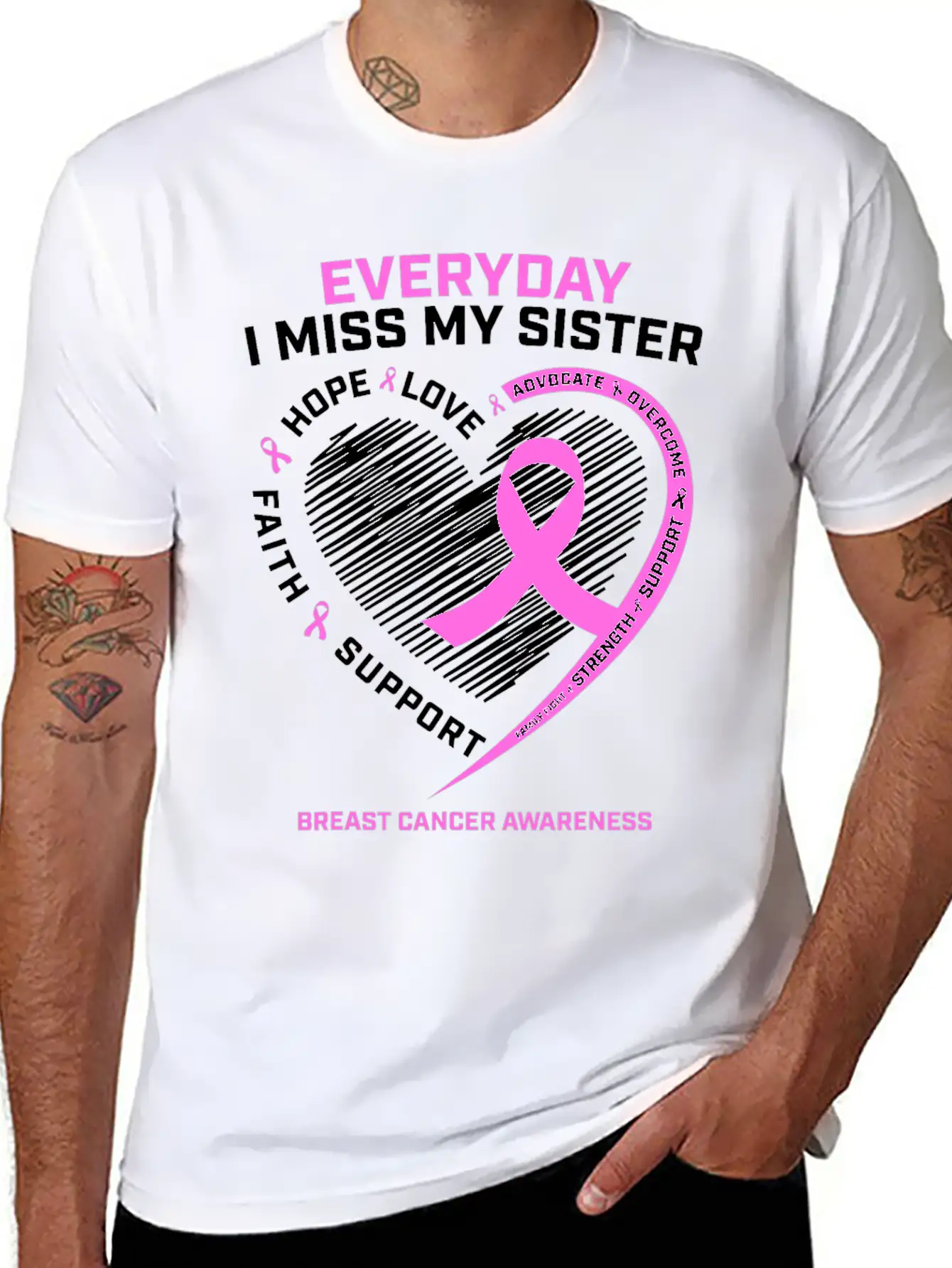 Loving Memory Tee Sister Breast Cancer Awareness Relaxed Everyday Tee – Lightweight And Durable Cotton