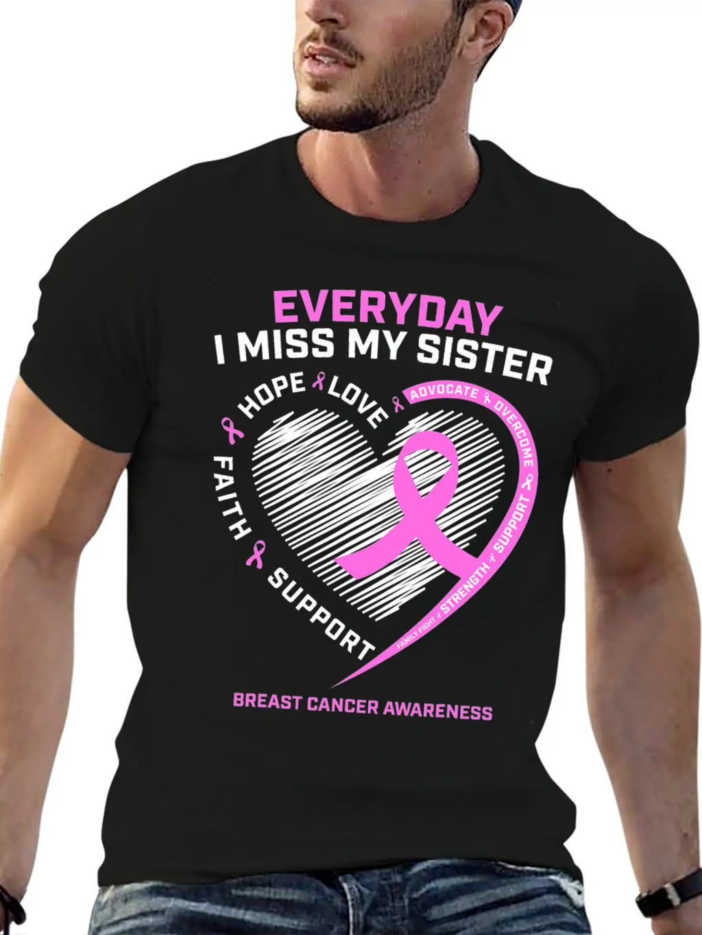 Loving Memory Tee Sister Breast Cancer Awareness Relaxed Everyday Tee – Lightweight And Durable Cotton