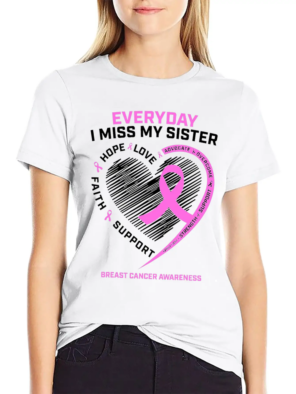 Loving Memory Tee Sister Breast Cancer Awareness Relaxed Everyday Tee – Lightweight And Durable Cotton