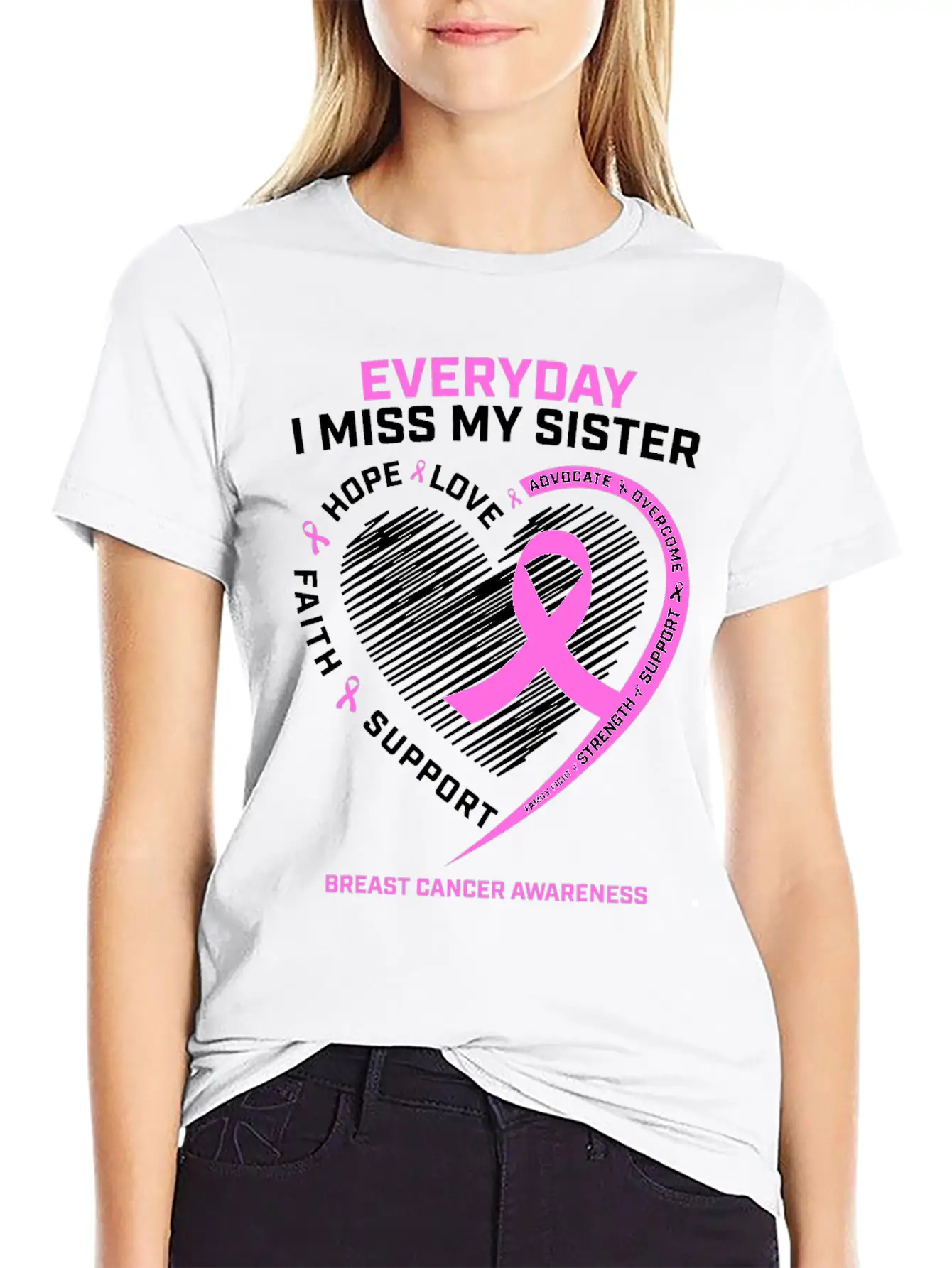 Loving Memory Tee Sister Breast Cancer Awareness Relaxed Everyday Tee – Lightweight And Durable Cotton