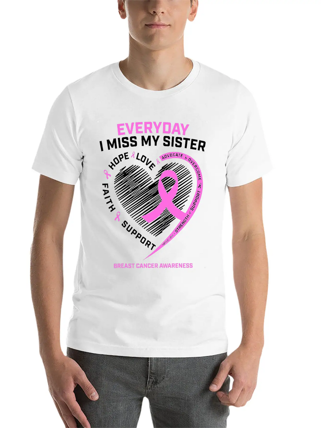 Loving Memory Tee Sister Breast Cancer Awareness Relaxed Everyday Tee – Lightweight And Durable Cotton
