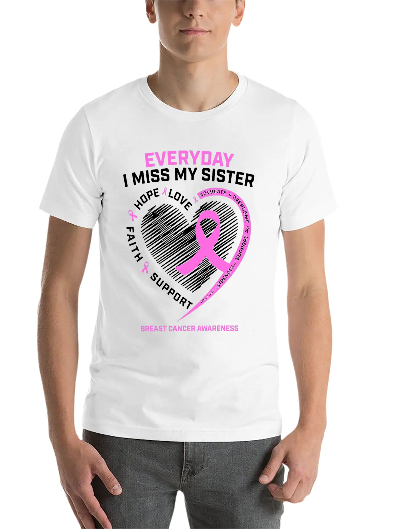 Loving Memory Tee Sister Breast Cancer Awareness Relaxed Everyday Tee – Lightweight And Durable Cotton