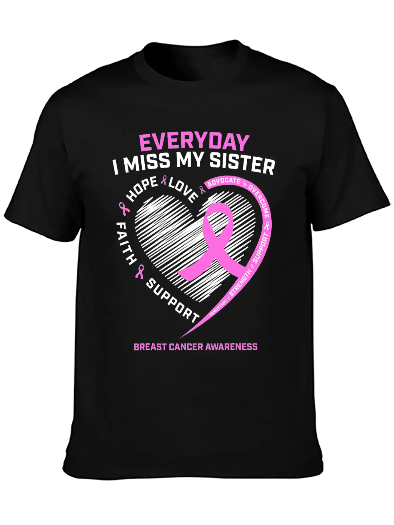 Loving Memory Tee Sister Breast Cancer Awareness Relaxed Everyday Tee – Lightweight And Durable Cotton