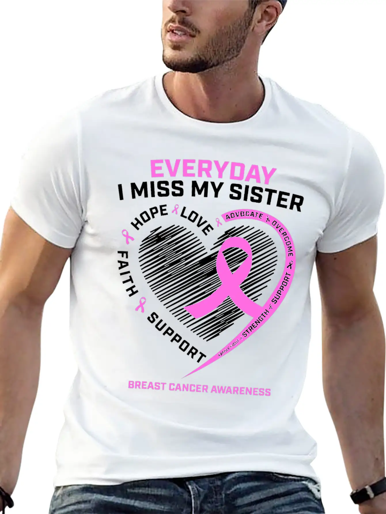 Loving Memory Tee Sister Breast Cancer Awareness Relaxed Everyday Tee – Lightweight And Durable Cotton