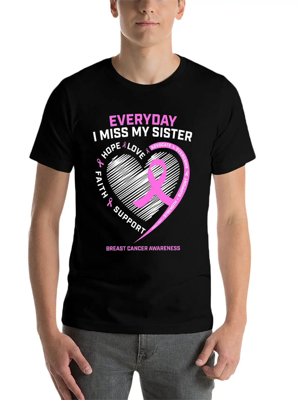 Loving Memory Tee Sister Breast Cancer Awareness Relaxed Everyday Tee – Lightweight And Durable Cotton