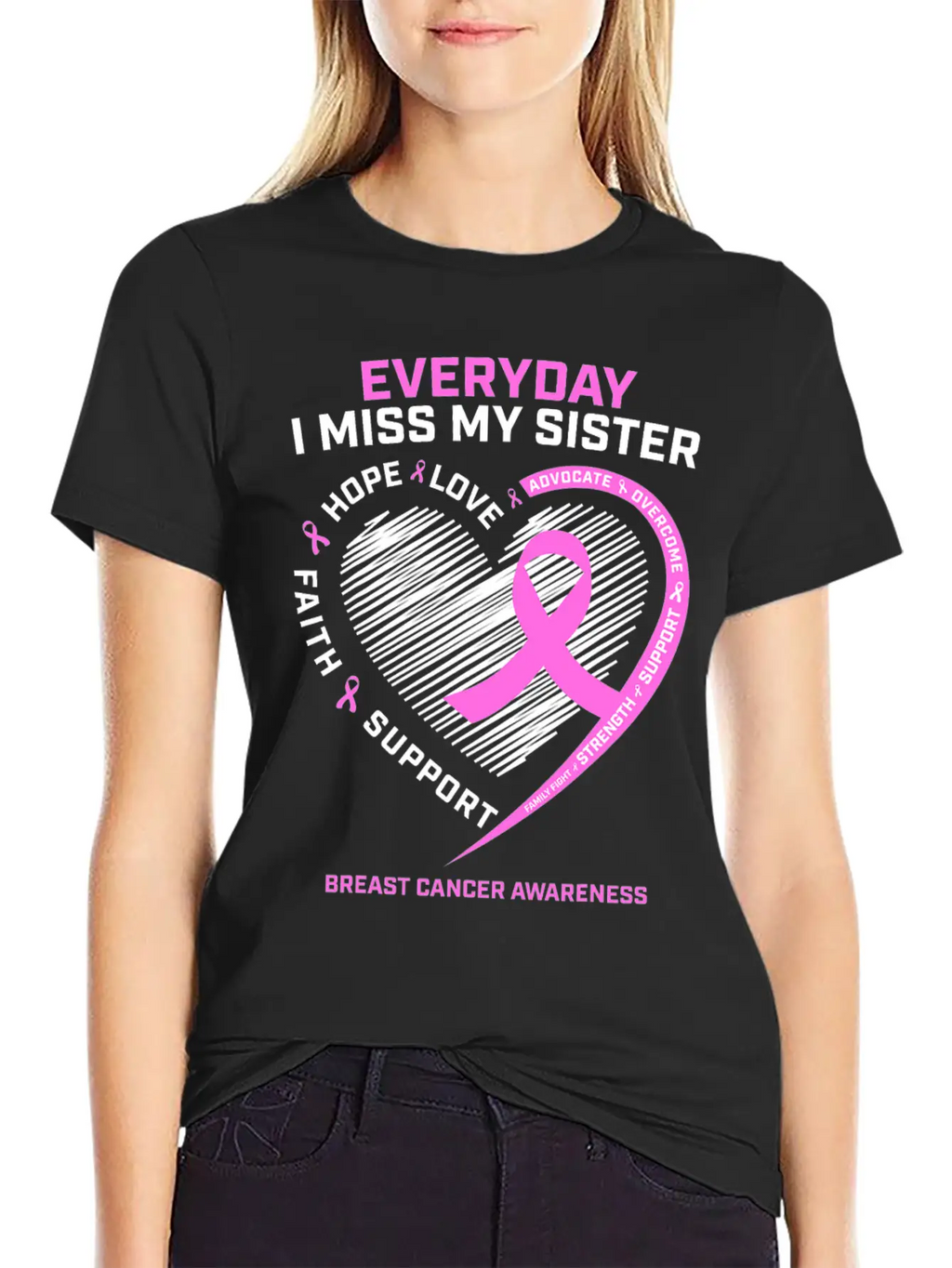Loving Memory Tee Sister Breast Cancer Awareness Relaxed Everyday Tee – Lightweight And Durable Cotton