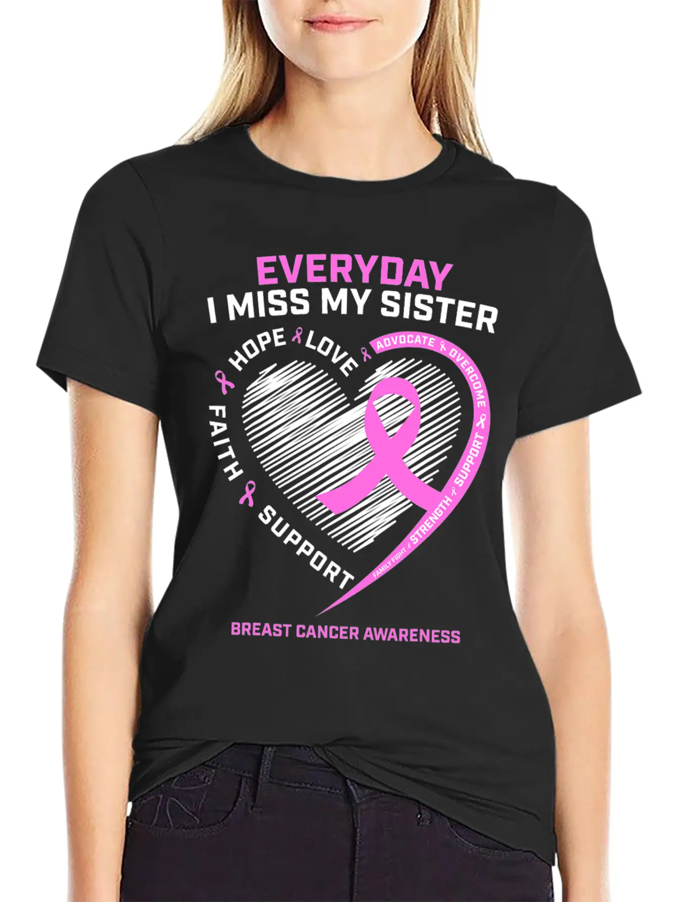 Loving Memory Tee Sister Breast Cancer Awareness Relaxed Everyday Tee – Lightweight And Durable Cotton
