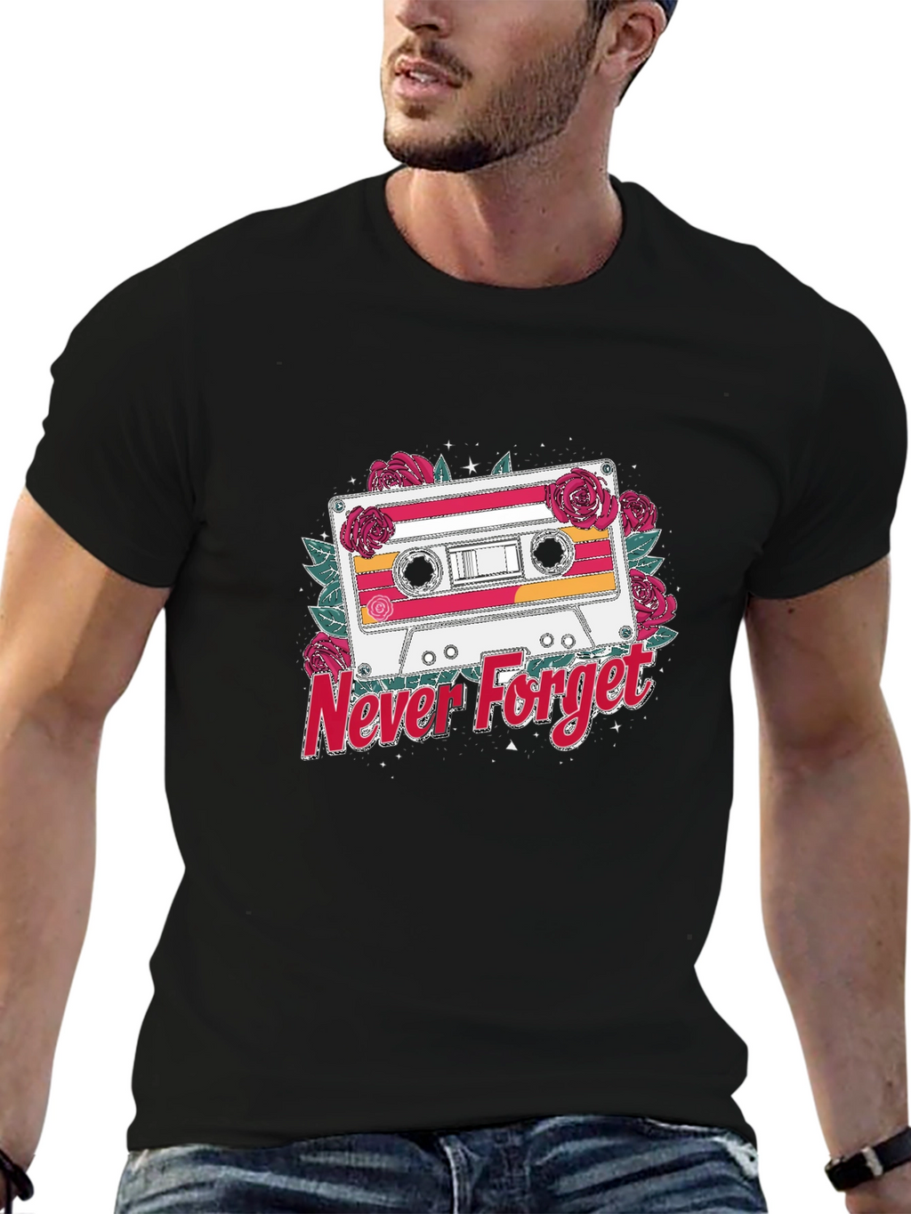 Retro Cassette Tape Never Forget Graphic T-Shirt
