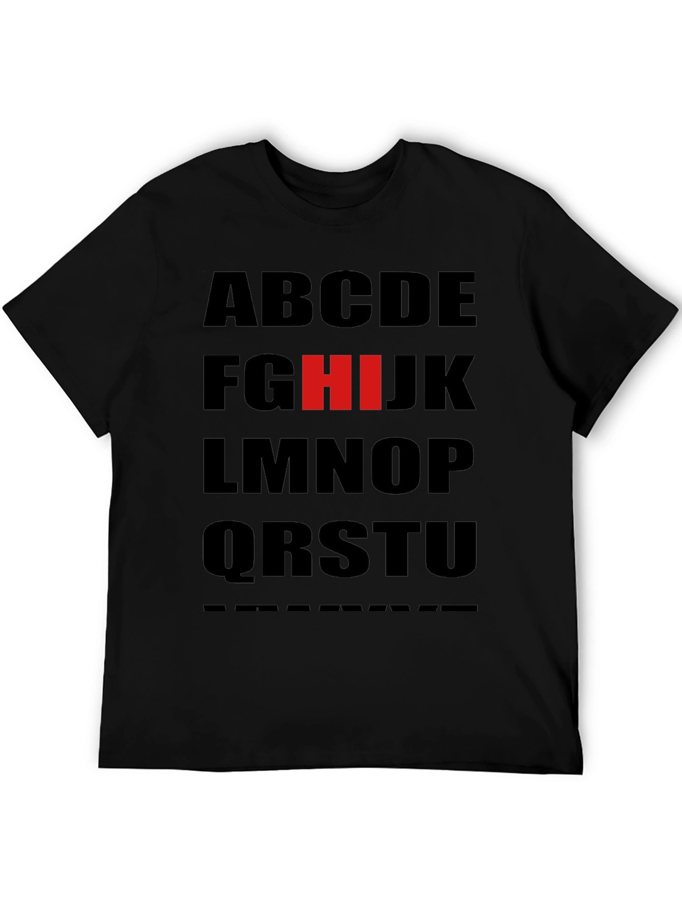 Alphabet T-Shirt: Black Tee with Bold Letter Design