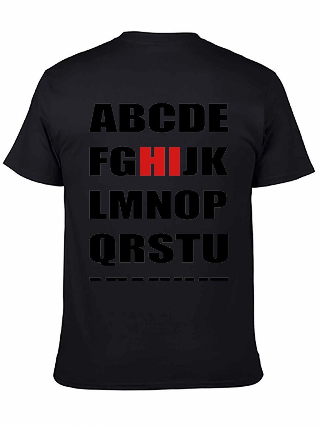 Alphabet T-Shirt: Black Tee with Bold Letter Design