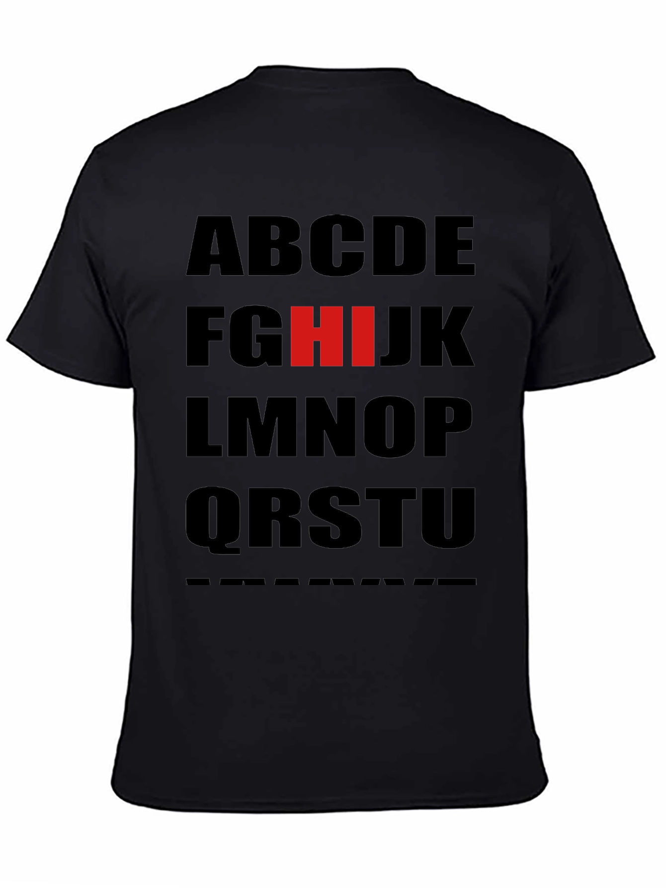Alphabet T-Shirt: Black Tee with Bold Letter Design