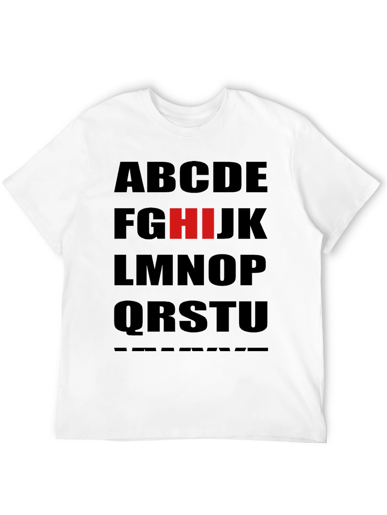 Alphabet T-Shirt: Black Tee with Bold Letter Design