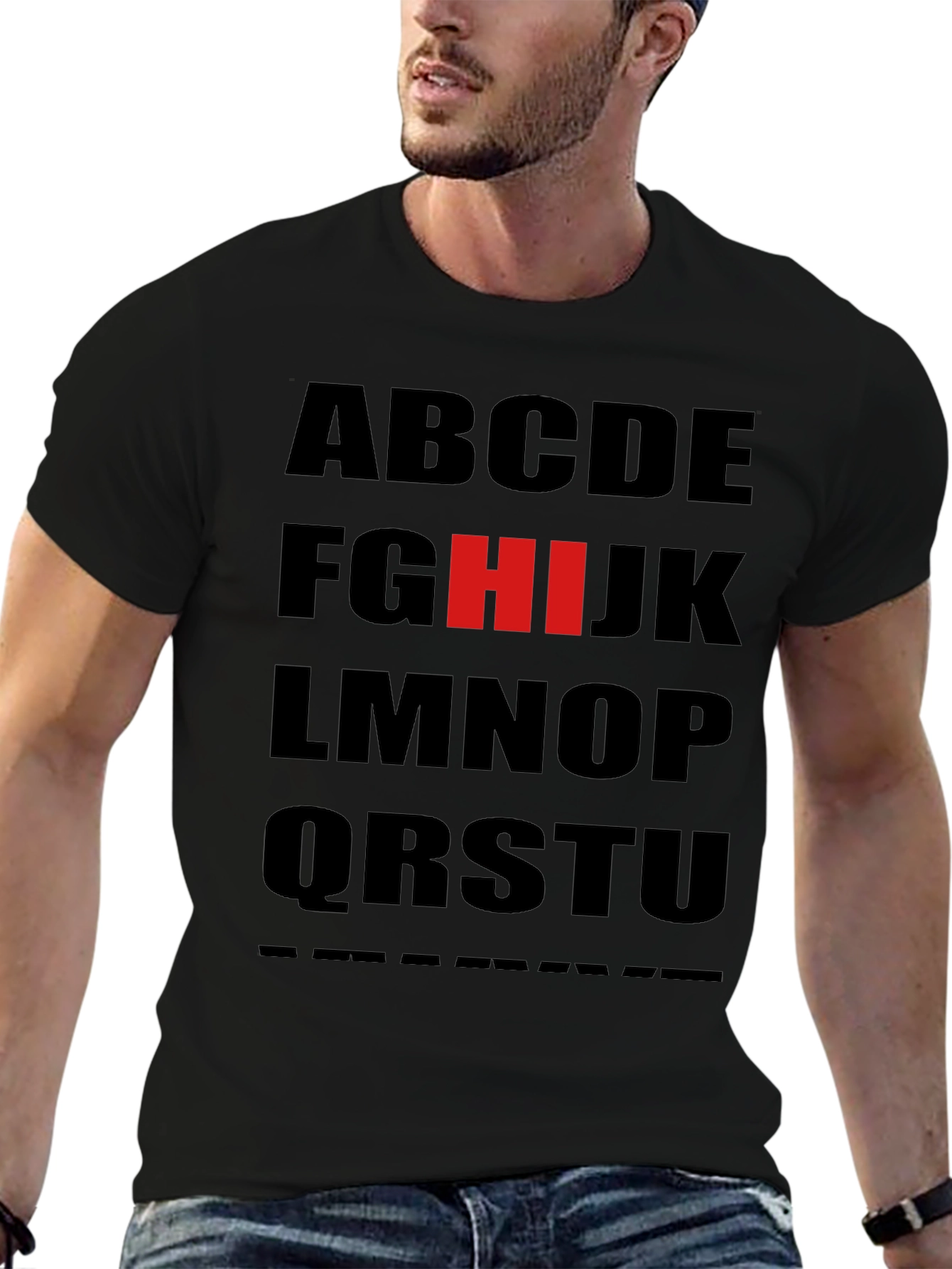 Alphabet T-Shirt: Black Tee with Bold Letter Design