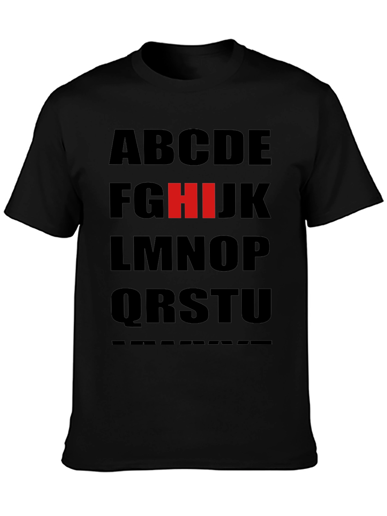 Alphabet T-Shirt: Black Tee with Bold Letter Design