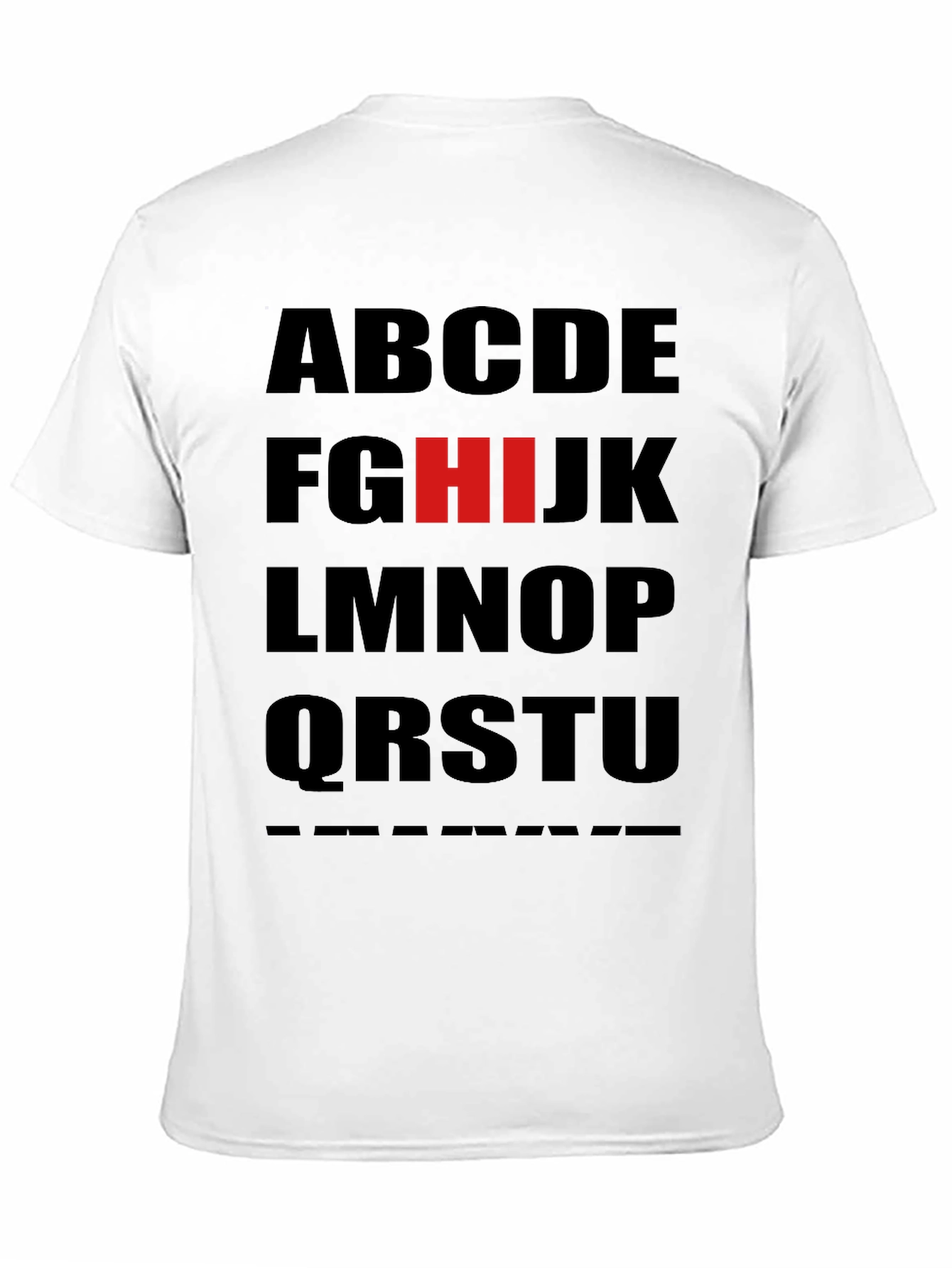 Alphabet T-Shirt: Black Tee with Bold Letter Design