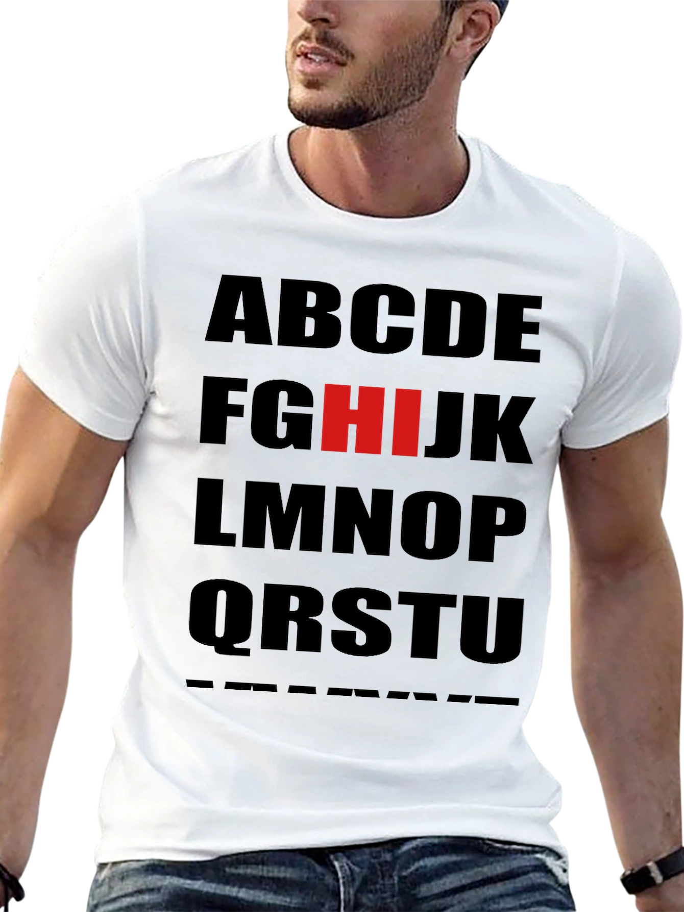 Alphabet T-Shirt: Black Tee with Bold Letter Design