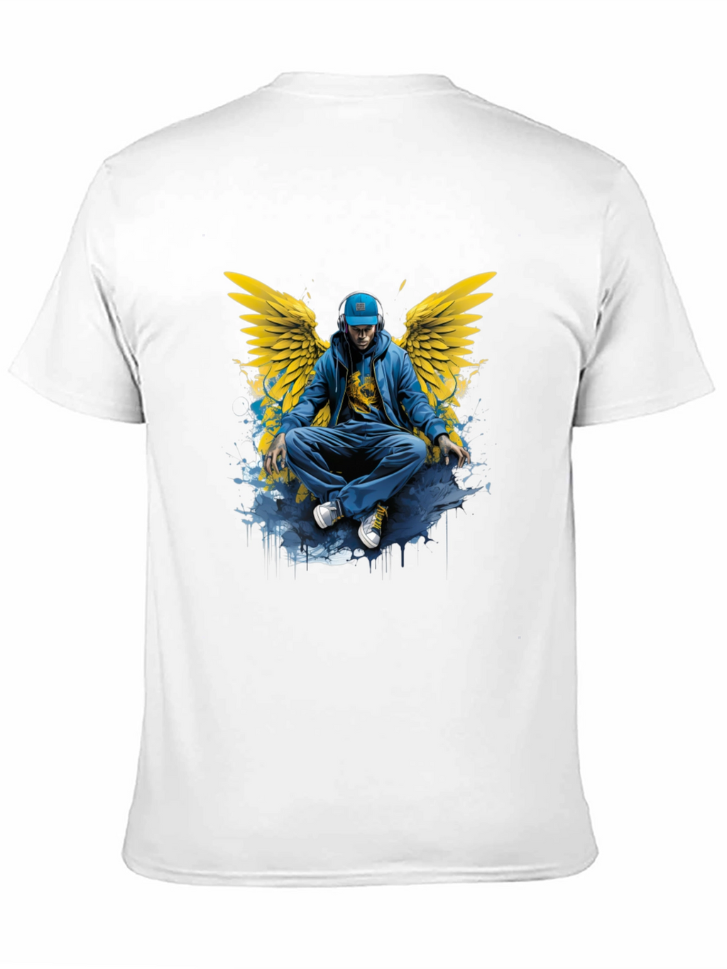 Winged Angel Graphic Print Black T-Shirt
