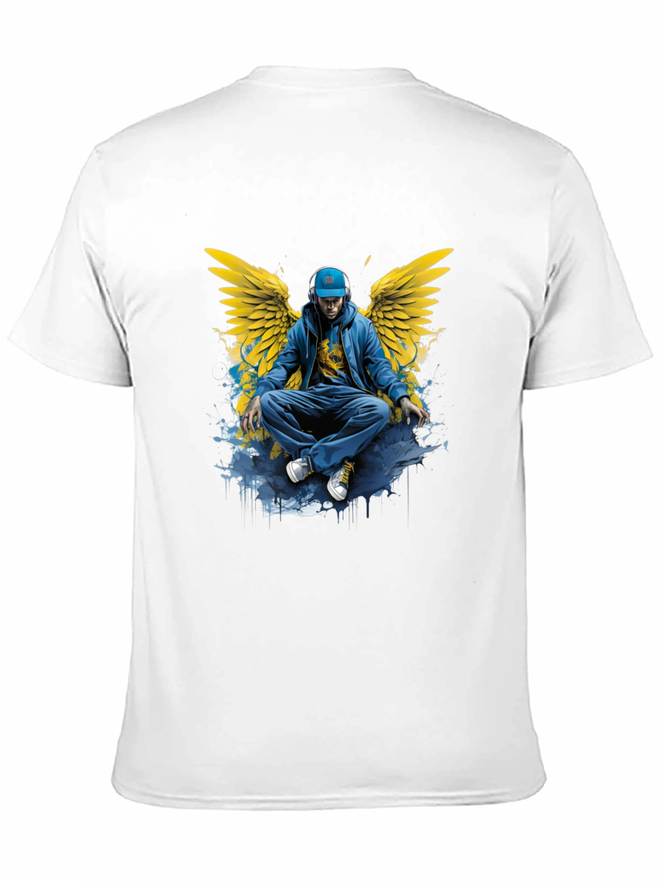 Winged Angel Graphic Print Black T-Shirt