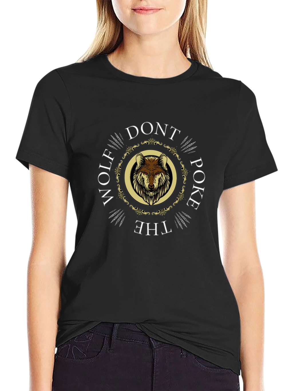 Dont Poke the Wolf Graphic T-Shirt - Black