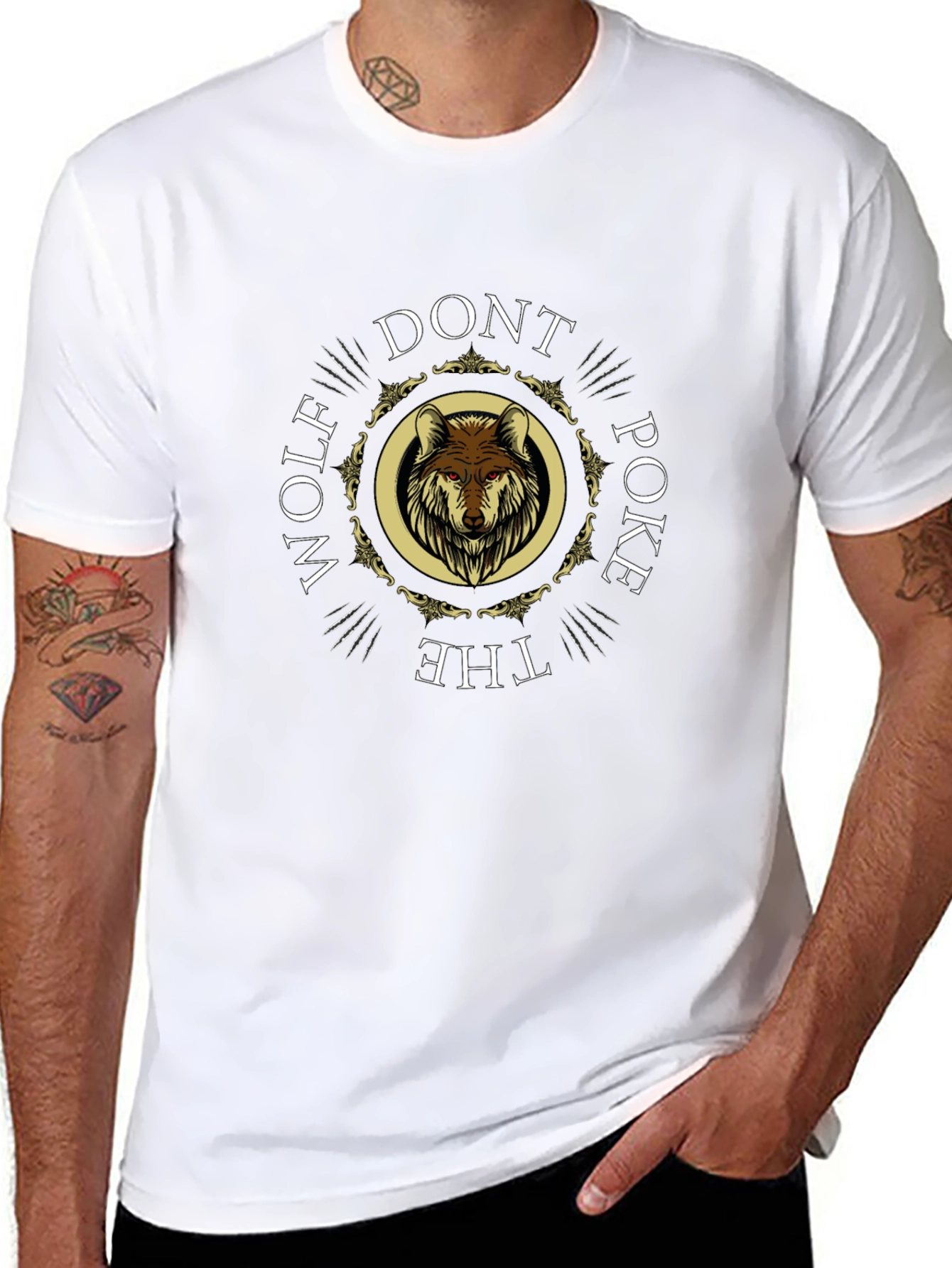 Dont Poke the Wolf Graphic T-Shirt - Black
